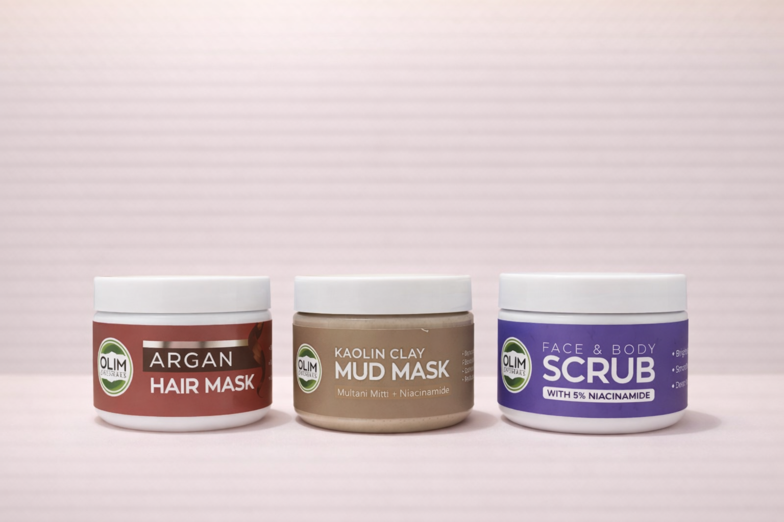 OLim Argan Hair mask,Mud Mask,Face And Body scrub.